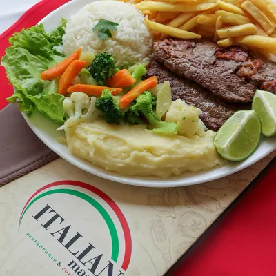 Picanha com legumes e purê